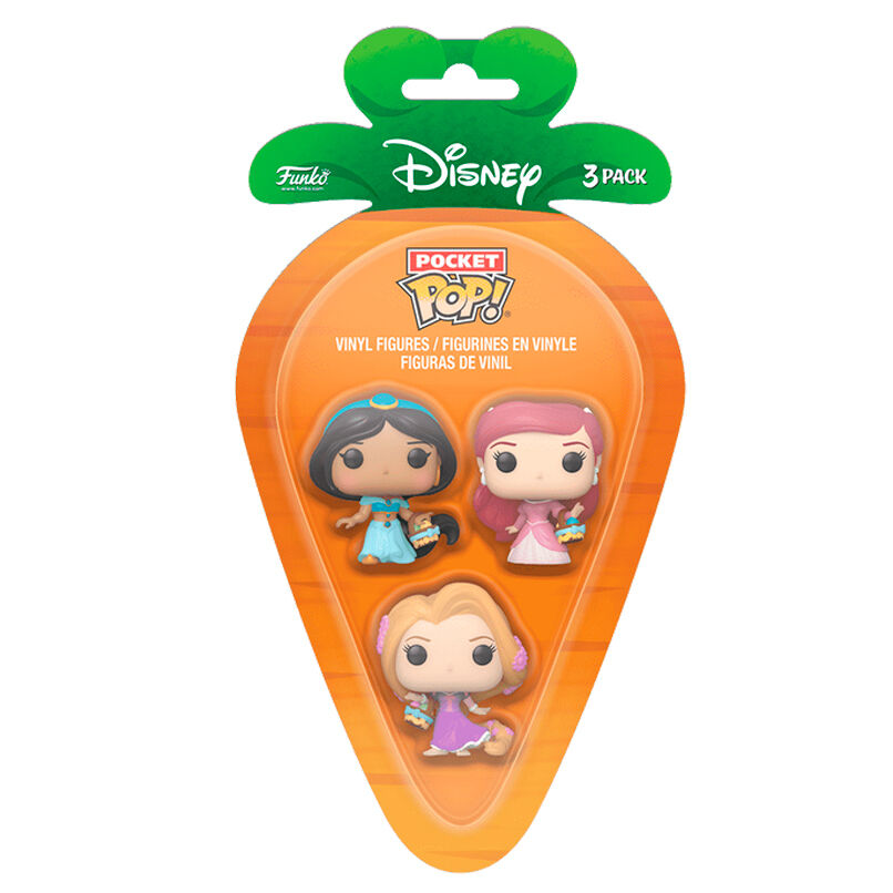 Blister 3 figuras Carrot Pocket POP Disney Princesas Rapunzel Ariel Jasmin Pascua